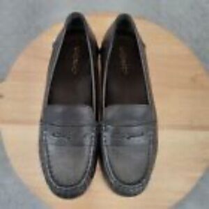 Vionic Marcy Loafers Womens Size 9.5 Black Pebble Leather EUC